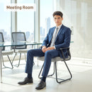 HOMCOM Desk Chair No Wheels, Meeting Chair with Mesh Back for Waiting Room