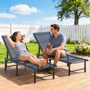Outsunny Sun Loungers Set of 2, 5-Level Reclining Sunbeds, Dark Blue