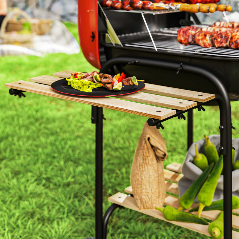 Outsunny Charcoal Barbecue Grill Portable BBQ With Lockable Lid, Vent