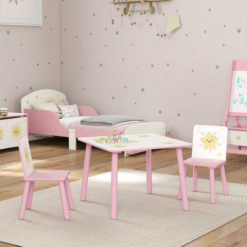 AIYAPLAY 3-Piece Kids Table With 2 Chairs Set For Bedroom Nursery
