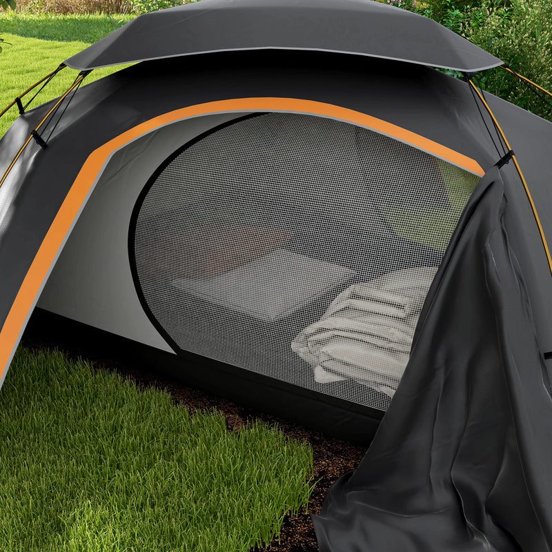 Outsunny Camping Tent Dome Tent with Removable Rainfly for 1-2 Man, Grey