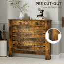 HOMCOM Radiator Cover With Drawer, Horizontal Slat, Rustic Brown