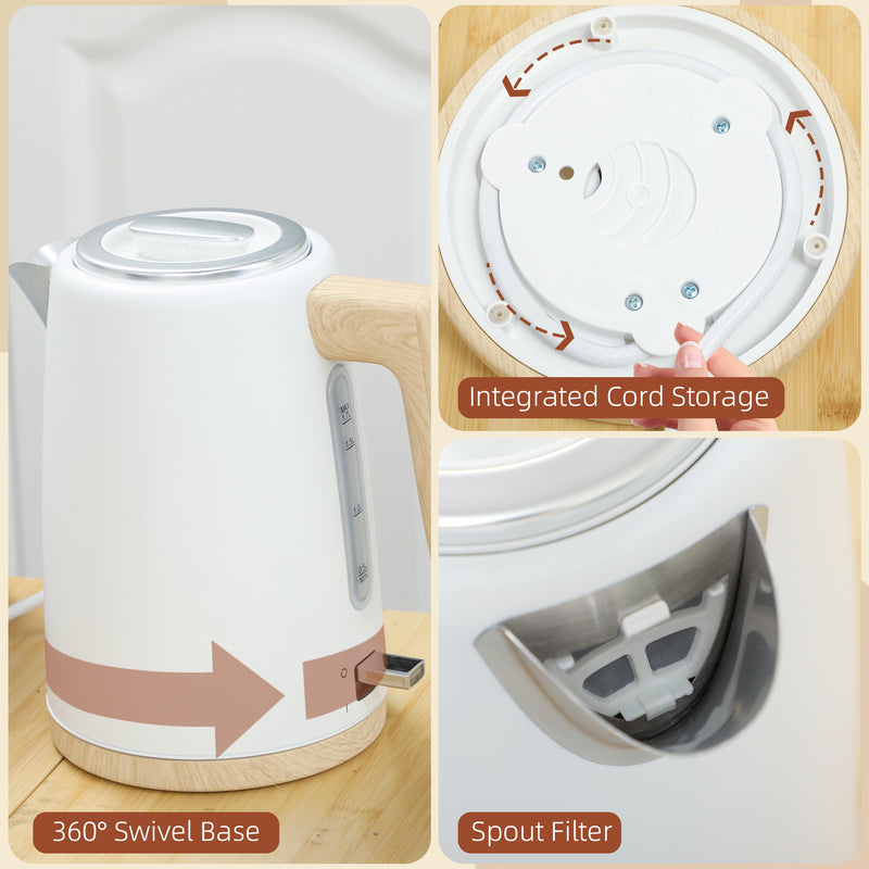 HOMCOM 1.7L Electric Fast Boil Kettle and 2 Slice Toaster Set