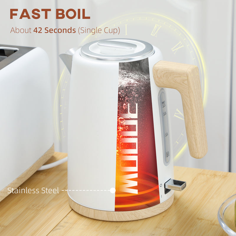 HOMCOM 1.7L Electric Fast Boil Kettle and 2 Slice Toaster Set