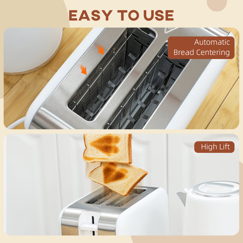 HOMCOM 1.7L Electric Fast Boil Kettle and 2 Slice Toaster Set