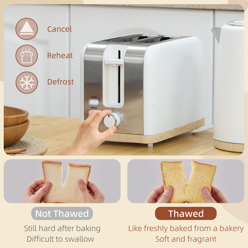 HOMCOM 1.7L Electric Fast Boil Kettle and 2 Slice Toaster Set