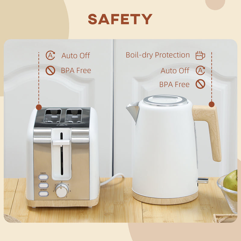HOMCOM 1.7L Electric Fast Boil Kettle and 2 Slice Toaster Set