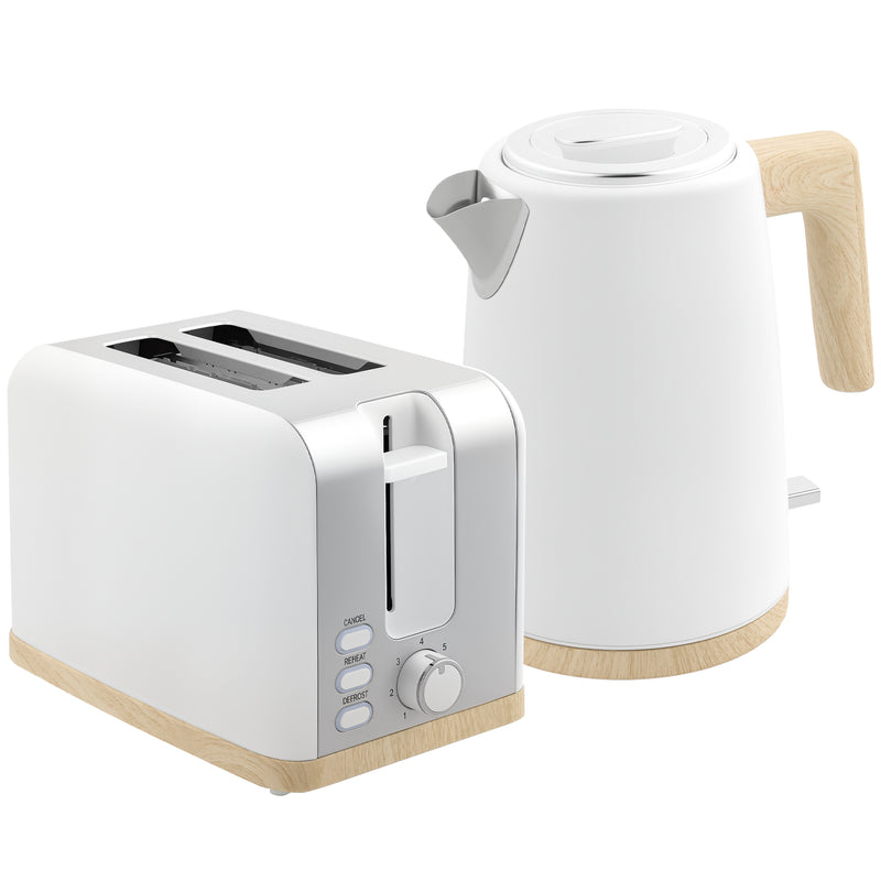 HOMCOM 1.7L Electric Fast Boil Kettle and 2 Slice Toaster Set