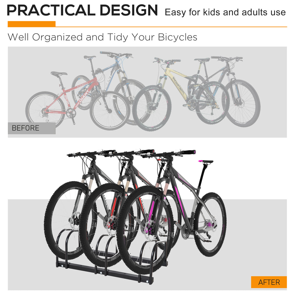 HOMCOM Bike Parking Rack Bicycle Locking Storage Stand For 3 Cycling B