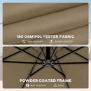 Outsunny 3 M Garden Cantilever Parasol With Cover, Rotation, Khaki