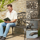 Outsunny Garden Bench Porch Park Seat Vintage Rose Style Cast Aluminium