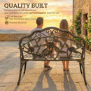 Outsunny Garden Bench Porch Park Seat Vintage Rose Style Cast Aluminium