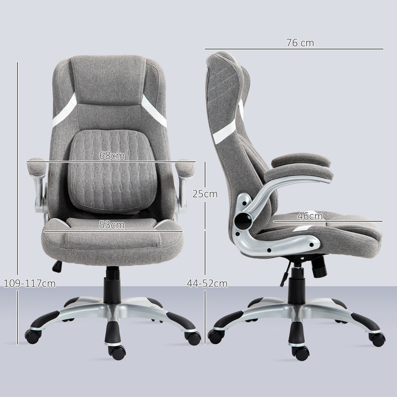 Vinsetto Fabric Office Desk Chair With Adjustable Height Tilt Function Grey