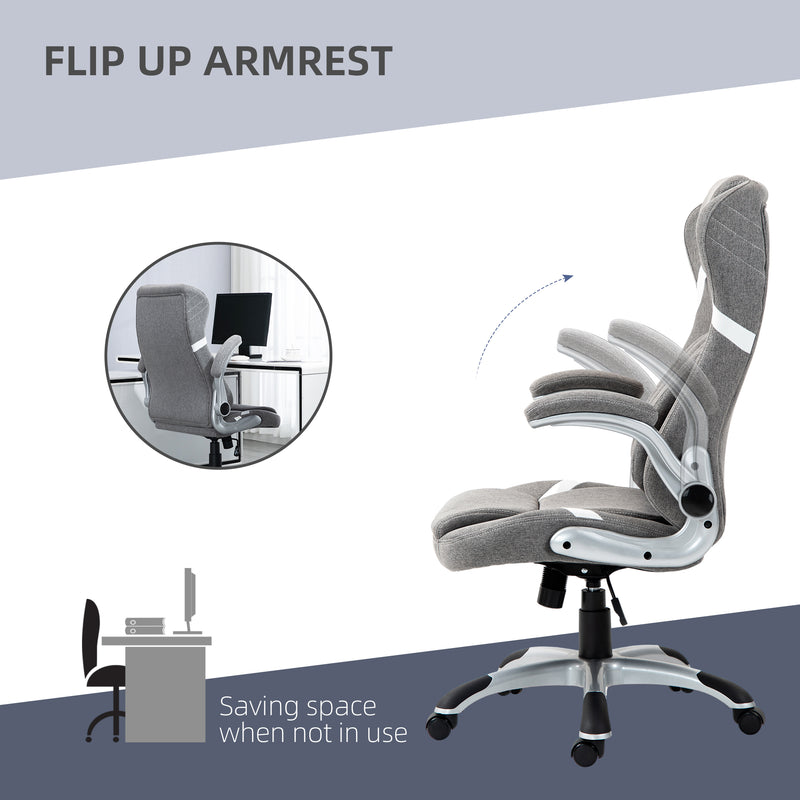 Vinsetto Fabric Office Desk Chair With Adjustable Height Tilt Function Grey