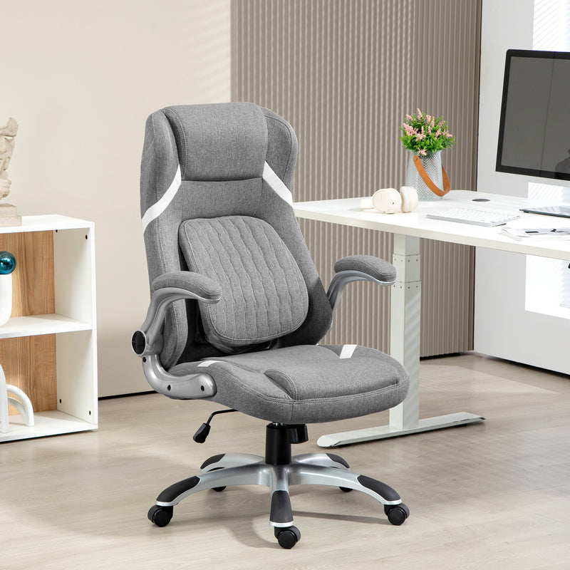 Vinsetto Fabric Office Desk Chair With Adjustable Height Tilt Function Grey