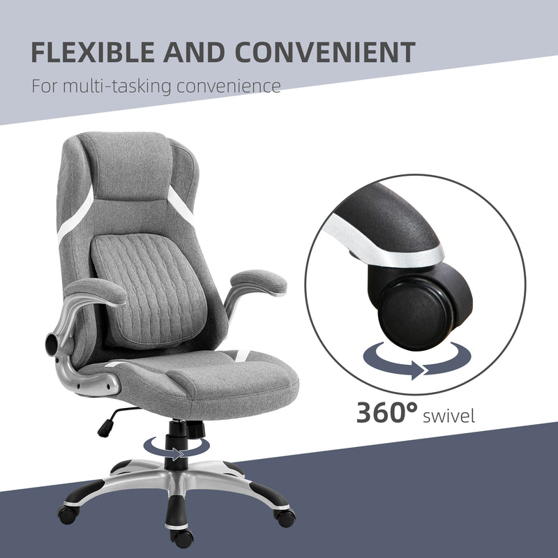 Vinsetto Fabric Office Desk Chair With Adjustable Height Tilt Function Grey