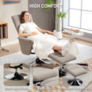 HOMCOM Upholstered Swivel Recliner Armchair with Ottoman, Beige