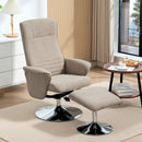 HOMCOM Upholstered Swivel Recliner Armchair with Ottoman, Beige