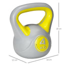 SPORTNOW 4kg Kettle Bell with Handle for Home Gym, Yellow and Grey