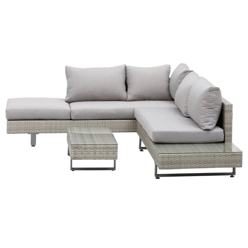 Outsunny Rattan Wicker Corner Sofa Set - Light Grey