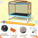 190CM 3-in-1 Kids Rectangle Trampoline with Enclosure Net and Horizontal Bar-Orange