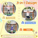 190CM 3-in-1 Kids Rectangle Trampoline with Enclosure Net and Horizontal Bar-Orange