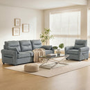 HOMCOM 3 Seater Sofa, Faux Leather Couch with Thicken Cushion, Grey