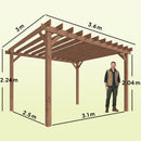 Outsunny 3.6 x 3 m Wooden Pergola Gazebo Grape Trellis, Maple Wood-effect