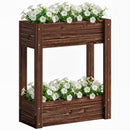 Outsunny Tiered Wooden Raised Planter, Raised Garden Bed on Legs
