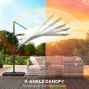 Outsunny 2.4 X 2.4 M Cantilever Parasol W/ Umbrella Weights, Cream White