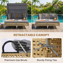 Outdoor Daybed with Retractable Canopy and Soft Pillows-Grey