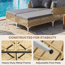 Outdoor Daybed with Retractable Canopy and Soft Pillows-Grey