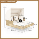 Outdoor Daybed with Retractable Canopy and Soft Pillows-Off White
