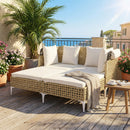 Outdoor Daybed with Retractable Canopy and Soft Pillows-Off White