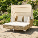 Outdoor Daybed with Retractable Canopy and Soft Pillows-Off White