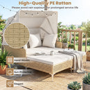 Outdoor Daybed with Retractable Canopy and Soft Pillows-Off White