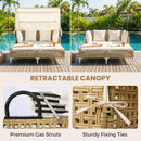 Outdoor Daybed with Retractable Canopy and Soft Pillows-Off White