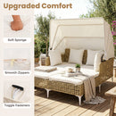 Outdoor Daybed with Retractable Canopy and Soft Pillows-Off White