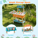 Outdoor Kids Play Kitchen Set Wooden Toy Kitchen Playset with Removable Sink-Multicolor