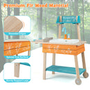 Outdoor Kids Play Kitchen Set Wooden Toy Kitchen Playset with Removable Sink-Multicolor