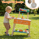 Outdoor Kids Play Kitchen Set Wooden Toy Kitchen Playset with Removable Sink-Multicolor