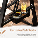 Outdoor Porch Swing with Removable Cushions and Side Tables for Garden Backyard-Black