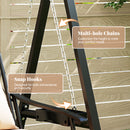 Outdoor Porch Swing with Removable Cushions and Side Tables for Garden Backyard-Black