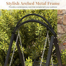 Outdoor Porch Swing with Removable Cushions and Side Tables for Garden Backyard-Black