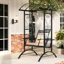 Outdoor Porch Swing with Stand and 2 Trellises for Adults Patio Swing Chair with Removable Cushions-Black