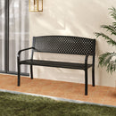 Garden Bench with Patterned Backrest and Curved Armrests