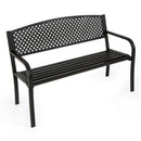 Garden Bench with Patterned Backrest and Curved Armrests