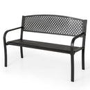 Garden Bench with Patterned Backrest and Curved Armrests