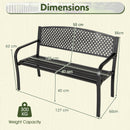 Garden Bench with Patterned Backrest and Curved Armrests
