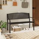Garden Bench with Patterned Backrest and Curved Armrests